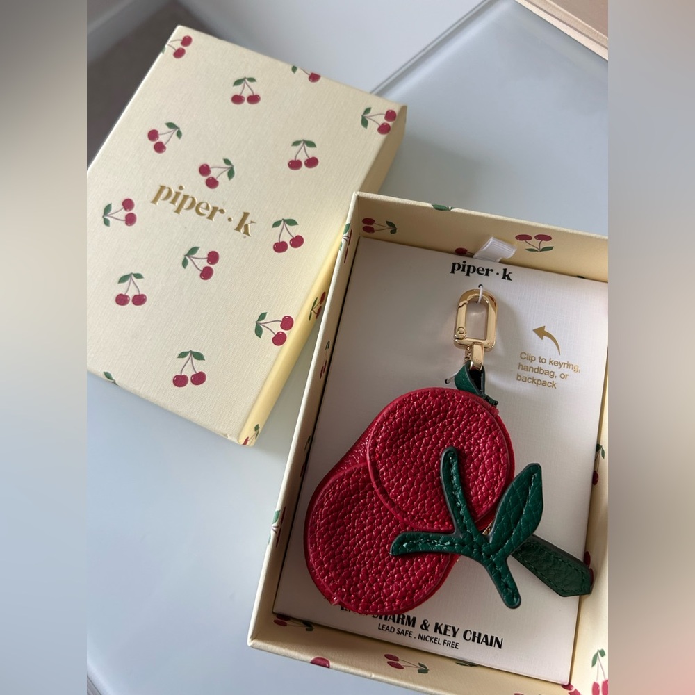 Viral Piper K Cherry Leather Air Tag Holder Keychain